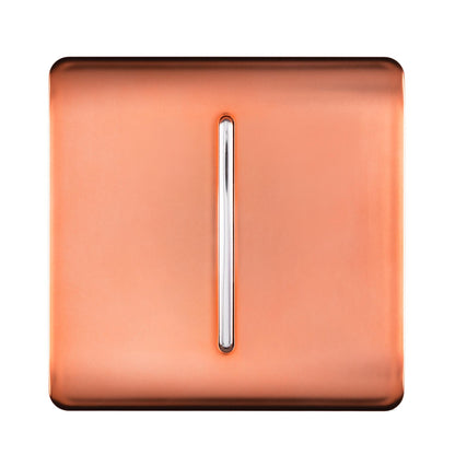Trendi 1 Gang 2 Way 240V Screwless Artistic Modern Glossy 10 Amp Chrome Rocker Electrical Wall Light Switch in Copper (3 pack)