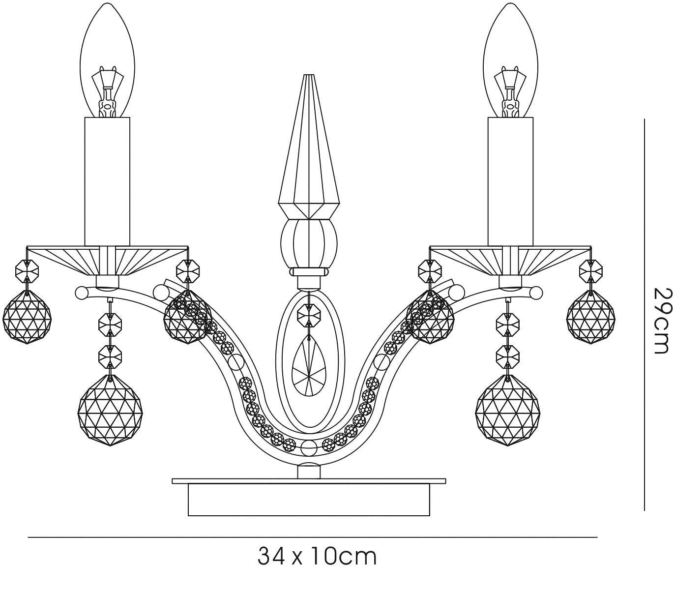Diyas Tara Table Lamp 2 Light E14 Black Chrome/Crystal, NOT LED/CFL Compatible