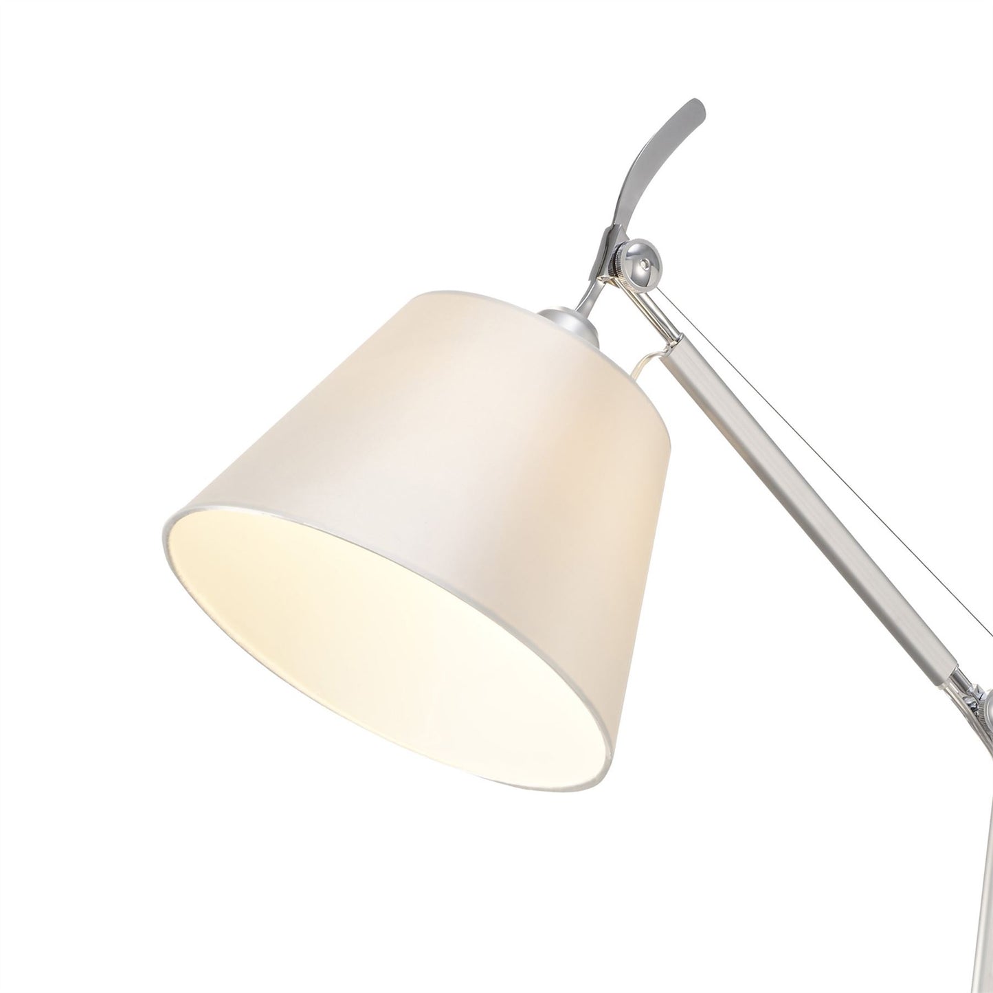 Deco Karis Adjustable Switched Wall Light 1 Light E27 Silver/Polished Chrome c/w Cream Pearl Shade