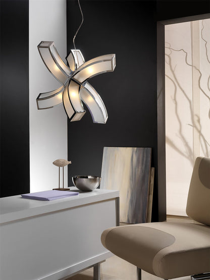 Mantra M0398 Duna E27 Pendant 6 arms 6 Light E27, Polished Chrome/White Acrylic