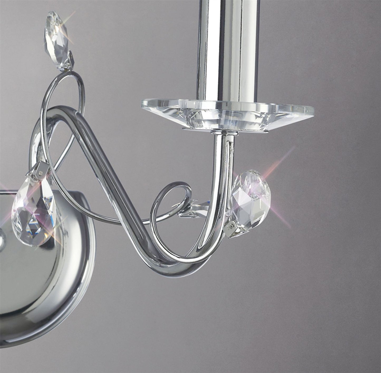 Diyas Willow Wall Light WITHOUT SHADE 2 Light E14 Polished Chrome/Crystal