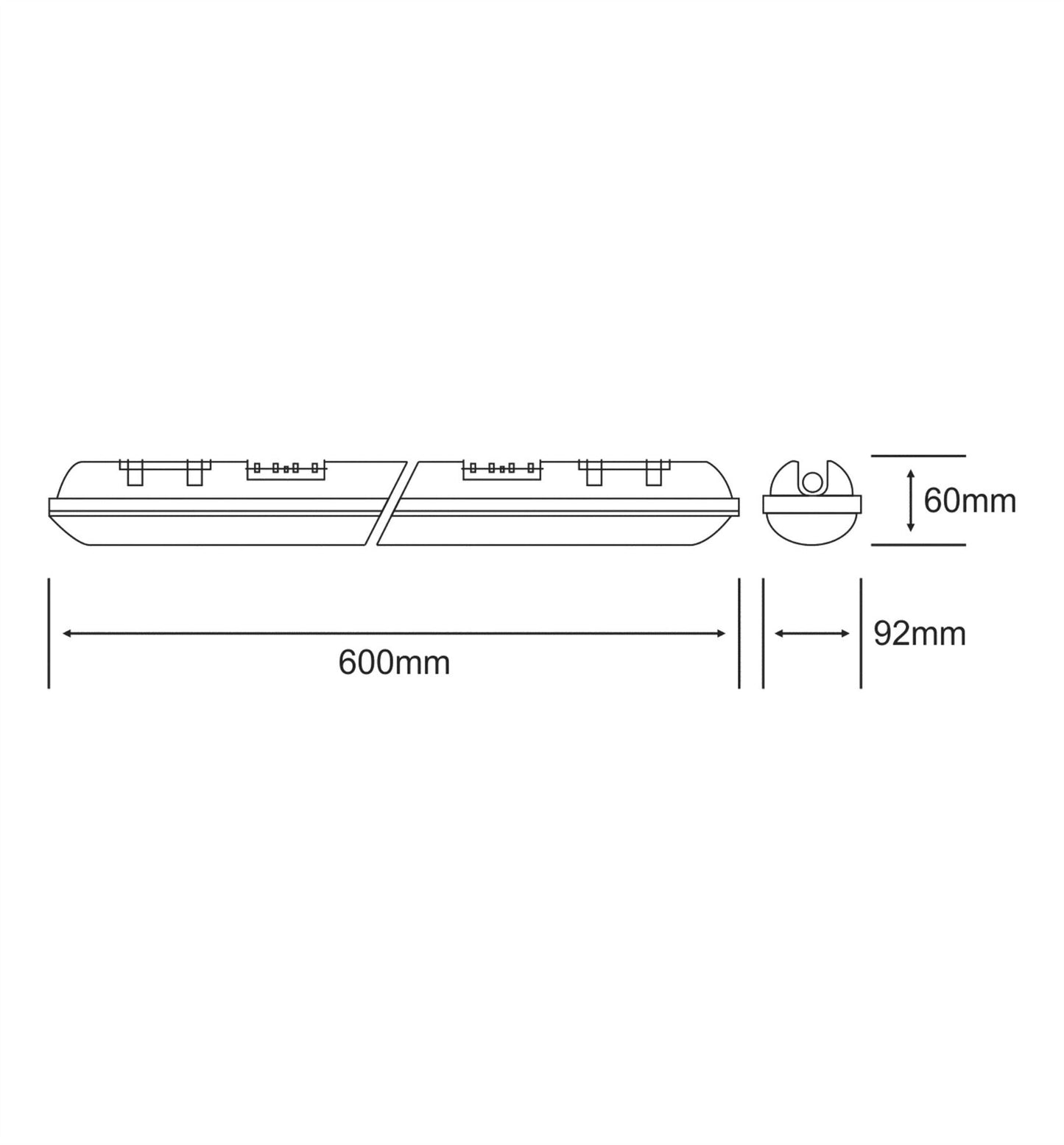 Techtouch Linesta X2 Supervision,0.6m,24W LED,Cool White,4000K,2500lm,130°,Inc. Driver,3yrs Warranty,IP65