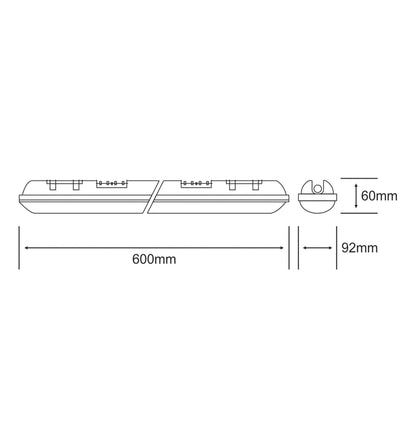 Techtouch Linesta X2 Supervision,0.6m,24W LED,Cool White,4000K,2500lm,130°,Inc. Driver,3yrs Warranty,IP65