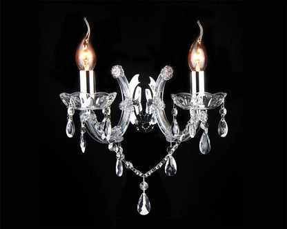 Deco Gabrielle Wall Light 2 Light E14 with Glass Sconce & Glass Droplets/Polished Chrome