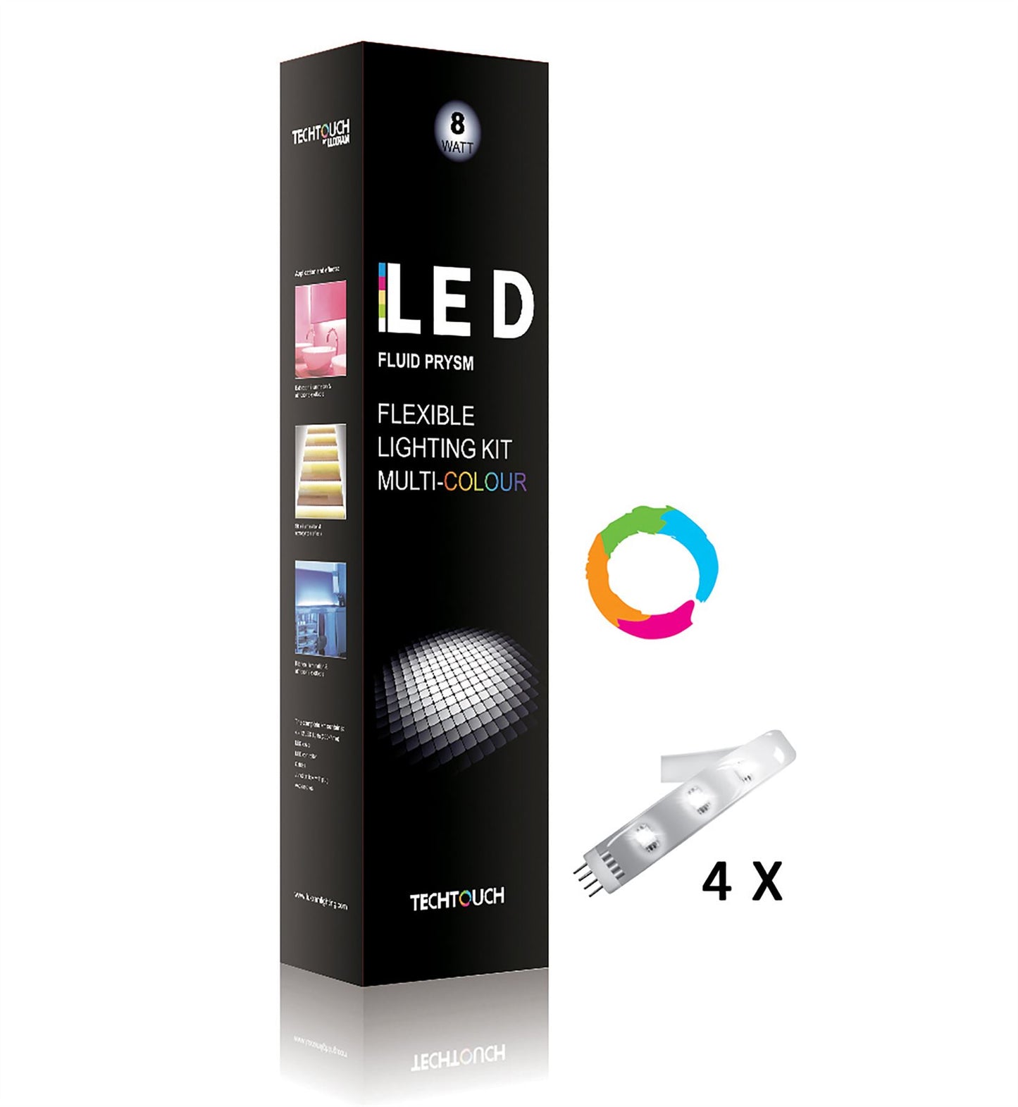 Techtouch Fluid Multi-Coloured Kit 4x12 LED Flexible Strip (8W) Strip