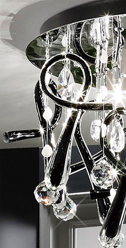 Diyas Class 60cm Flush  Round 20 Light G4 Polished Chrome/Black Glass/Crystal Ceiling Light Fitting