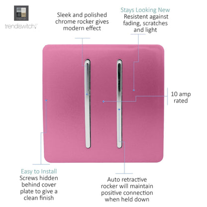 Trendi 2 Gang Artistic Modern Glossy Tactile Home Automation Switch Pink