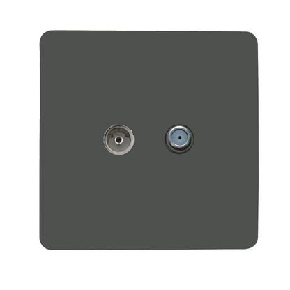 Trendi Switch Charcoal Grey TV Coaxial & F-Type Satellite Socket - Screwless