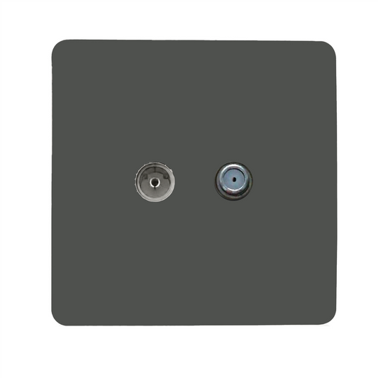 Trendi Switch Charcoal Grey TV Coaxial & F-Type Satellite Socket - Screwless