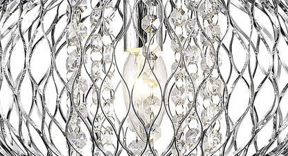 Diyas Chelsie 28cm Medium  1 Light E14 Polished Chrome/Clear Beaded Glass Ceiling Pendant Light Fitting