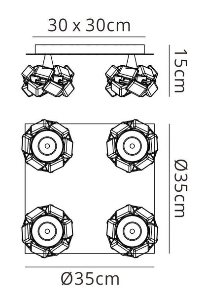 Mantra M3954 Artic Ceiling 4 Light G9 Square, Polished Chrome