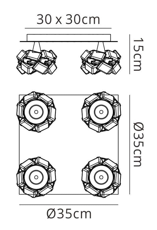 Mantra M3954 Artic Ceiling 4 Light G9 Square, Polished Chrome