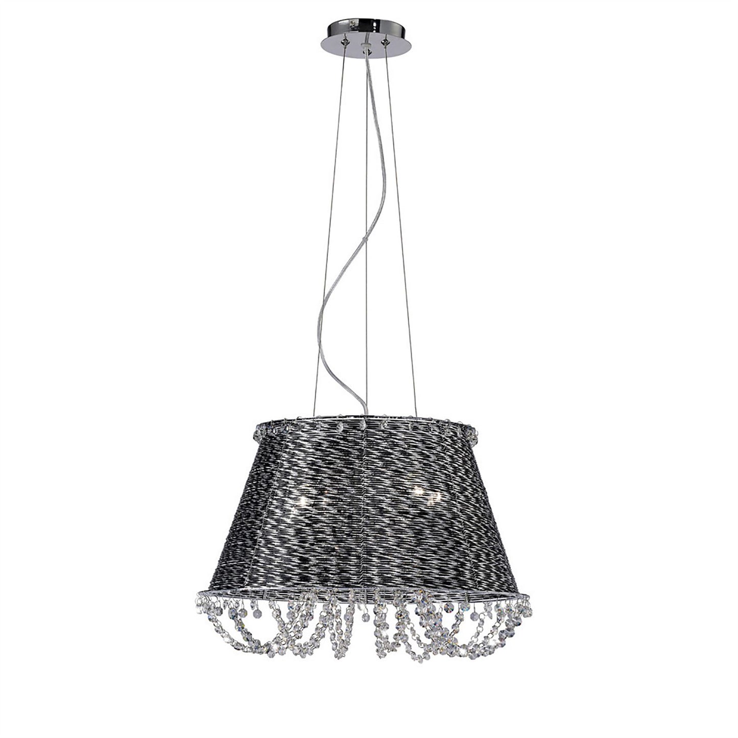 Diyas Lanzo 49cm  4 Light E14 Black Chrome/Crystal Ceiling Pendant Light Fitting