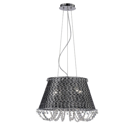 Diyas Lanzo 49cm  4 Light E14 Black Chrome/Crystal Ceiling Pendant Light Fitting