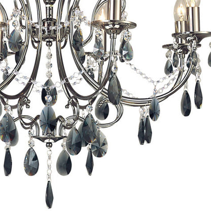 Diyas Luna 77cm Crystal  8 Light E14 Black Chrome/Crystal Ceiling Light Fitting