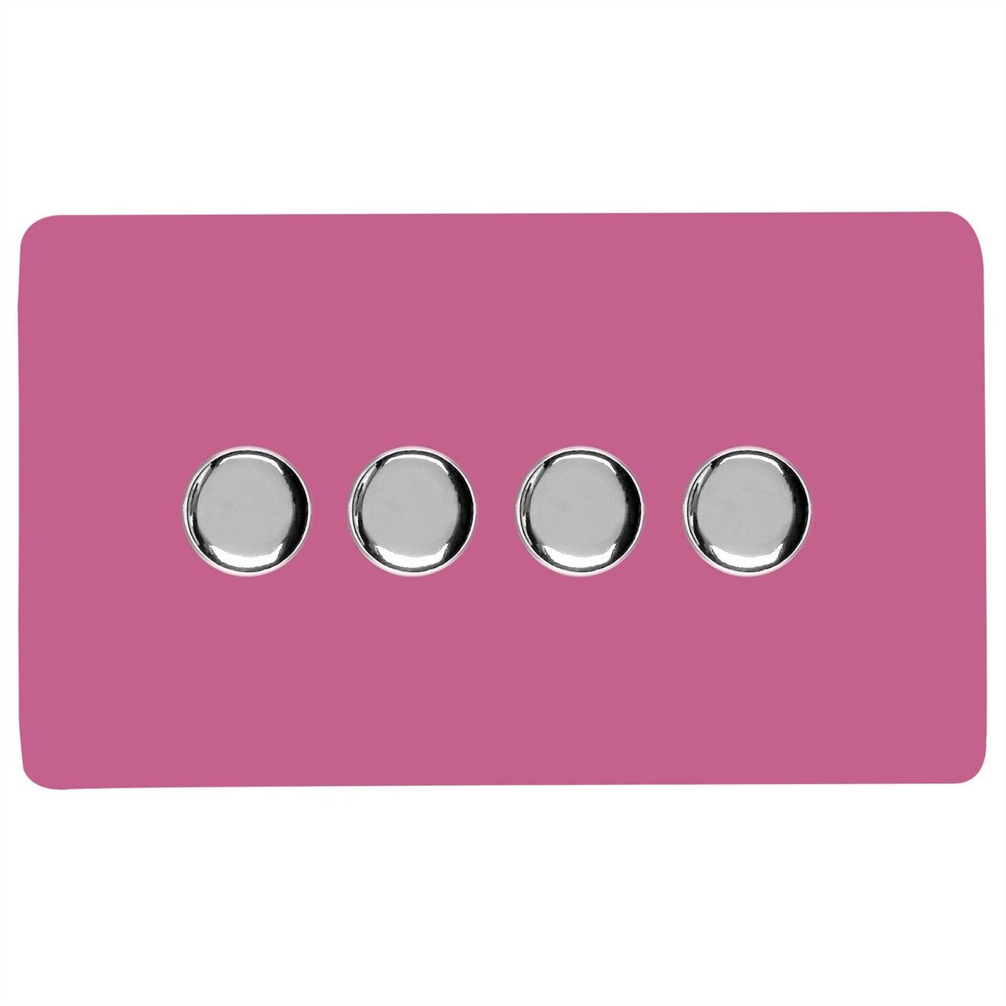 Trendi 4 Gang 2 Way 240V 100w LED Dimmer Screwless Raised Front Plate Plastic Artistic Modern Glossy 10 Amp Chrome Single Electrical Wall Light Switch in Candy Pink - ART-4LDMPK