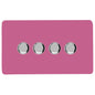 Trendi 4 Gang 2 Way 240V 100w LED Dimmer Screwless Raised Front Plate Plastic Artistic Modern Glossy 10 Amp Chrome Single Electrical Wall Light Switch in Candy Pink - ART-4LDMPK