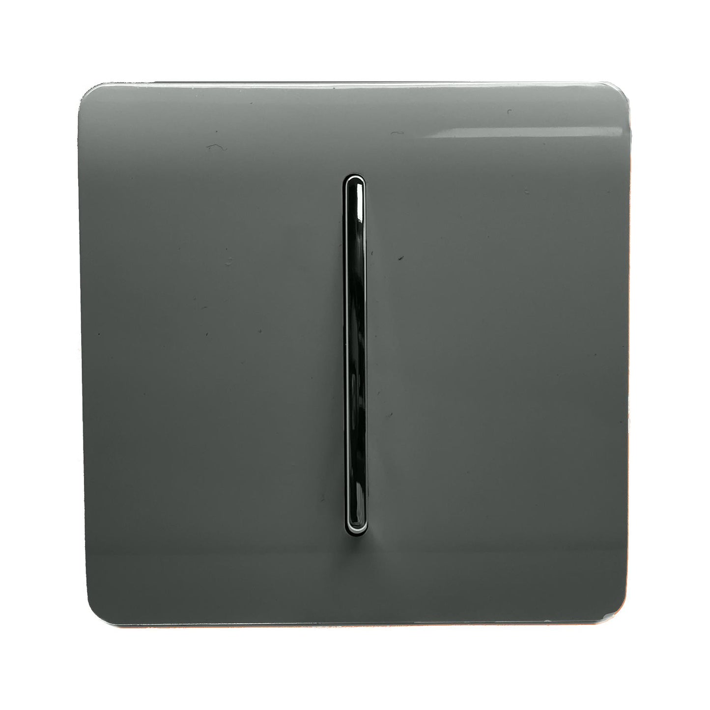 Trendi 1 Gang 2 Way 240V Screwless Artistic Modern Glossy 10 Amp Chrome Rocker Electrical Wall Light Switch in Charcoal Grey (5 pack)