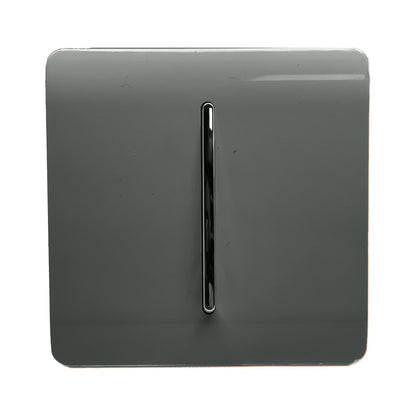 Trendi 1 Gang 2 Way 240V Screwless Artistic Modern Glossy 10 Amp Chrome Rocker Electrical Wall Light Switch in Charcoal Grey (5 pack)