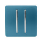 Trendi 2 Gang (2 Way & 3 way Intermediate) 240V Screwless Raised Front Plate Plastic Artistic Modern Glossy 10 Amp Chrome Rocker Double Electrical Wall Light Switch Ocean Blue - ART-SS29OB