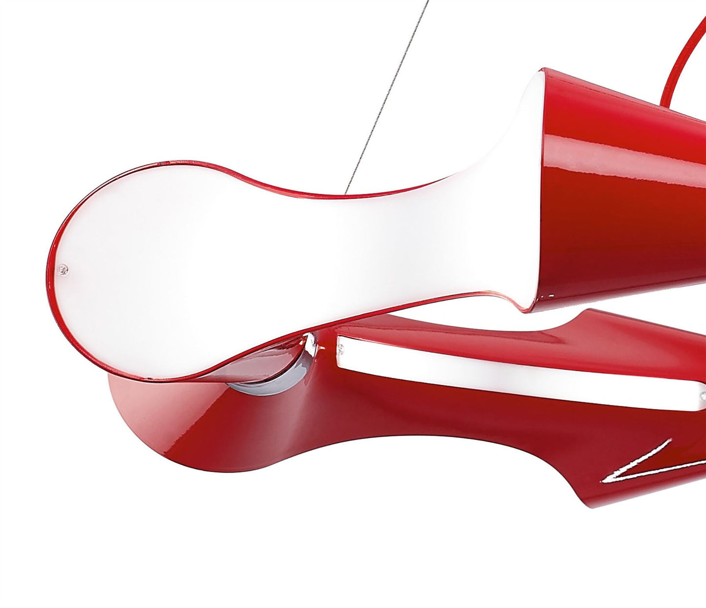 Mantra M1561 Ora Pendant 8 Flat Round Light E27, Gloss Red/White Acrylic/Polished Chrome