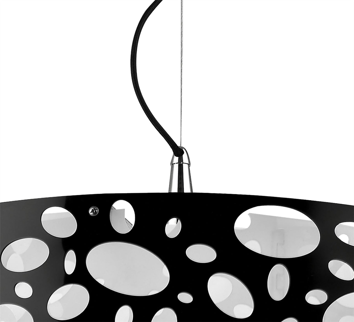 Mantra Lupin 60cm Pendant 4 Light E27, Gloss Black/White Acrylic/Polished Chrome, CFL Lamps INCLUDED