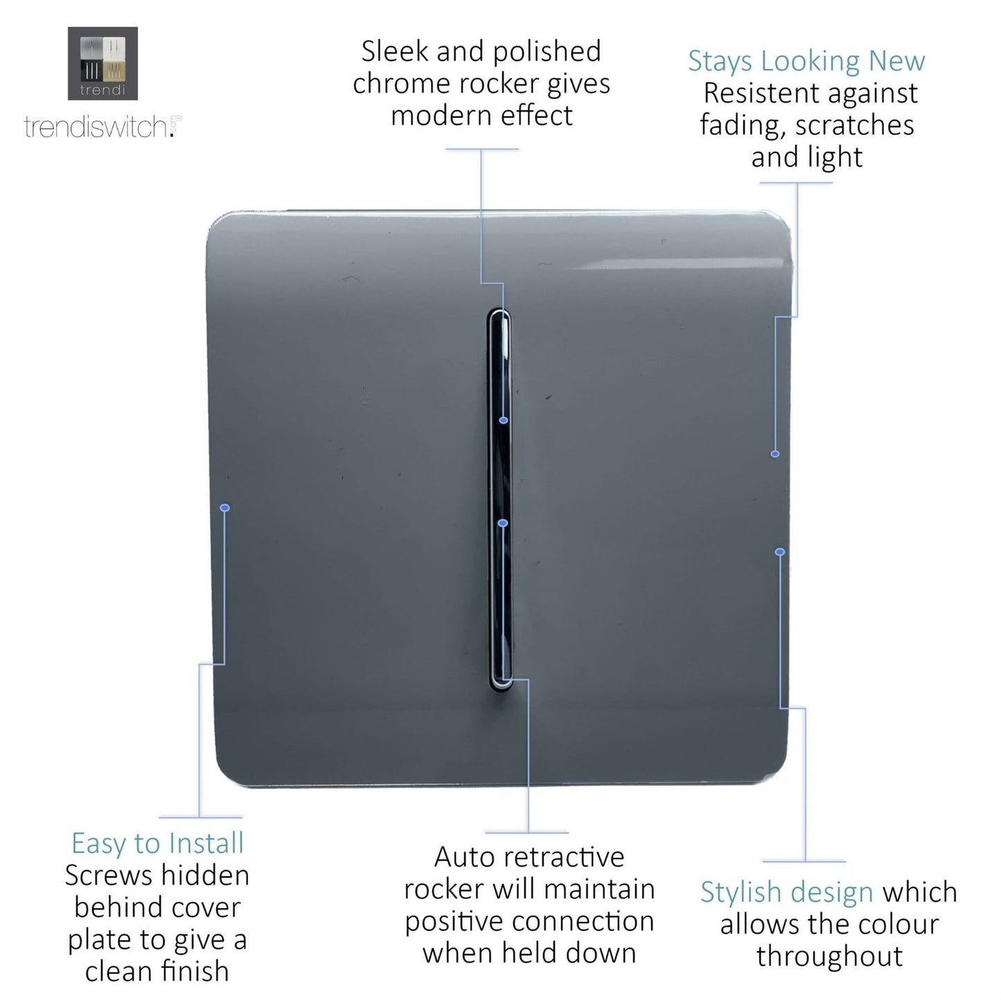 Trendi Artistic Modern Glossy Tactile Auto Retractive Door Bell Switch Warm Grey