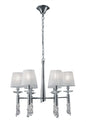 Mantra M3851 Tiffany Pendant 6+6 Light E14+G9, Polished Chrome with White Shades & Clear Crystal