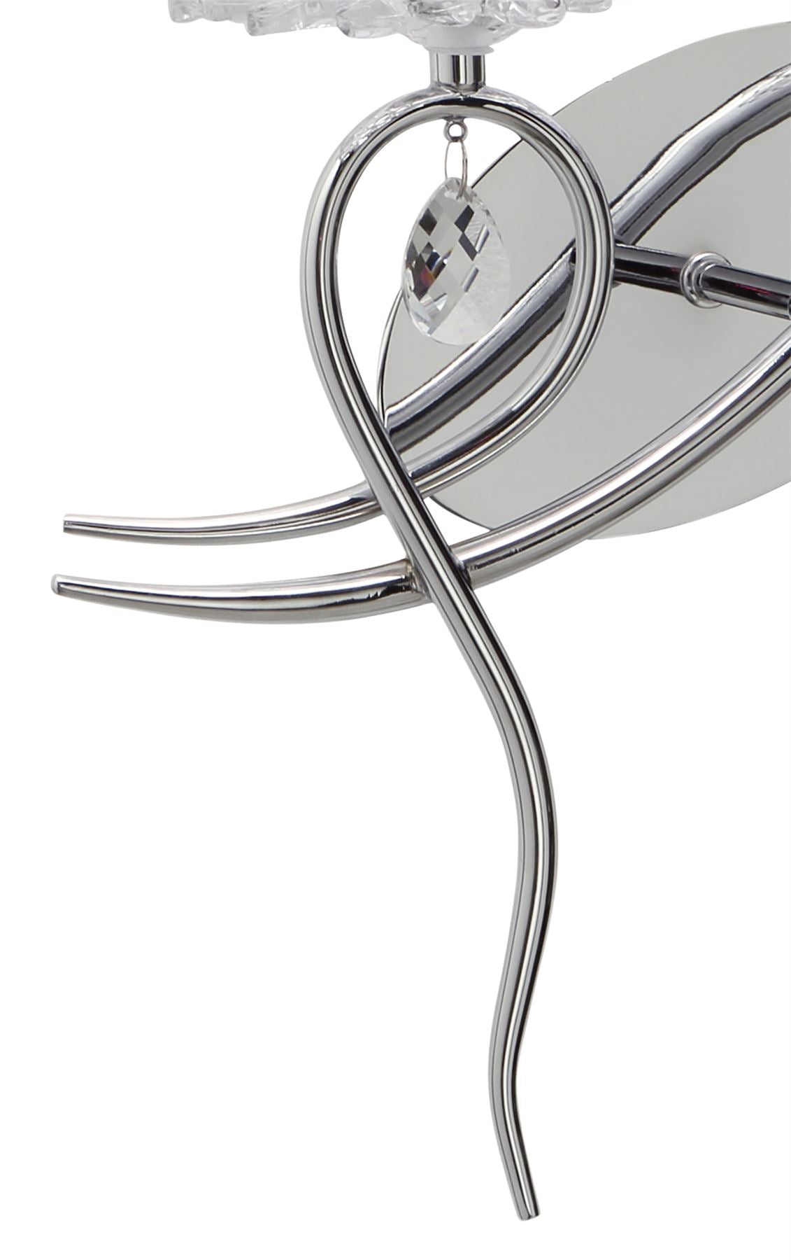 Mantra M5276 Louise Wall Light Right 2 Light E27 with White Shade Polished Chrome/Clear Crystal