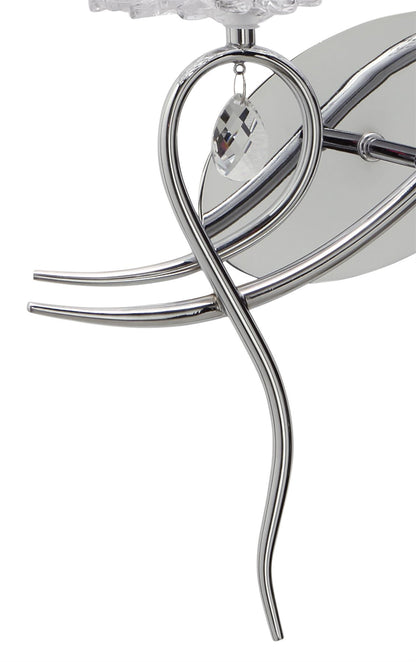 Mantra M5276 Louise Wall Light Right 2 Light E27 with White Shade Polished Chrome/Clear Crystal