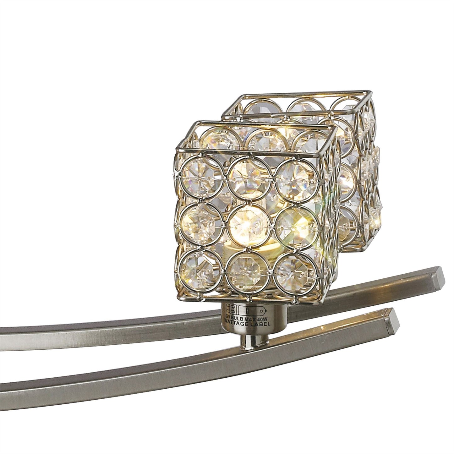 Diyas Elsa Rectangular Telescopic  6 Light G9 Satin Nickel/Crystal Ceiling Pendant Light Fitting