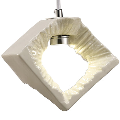 Diyas Salvio 16.5cm Ceramic Square Sculpture  1 x 3W LED 4200K Chrome/White, 3yrs Warranty Ceiling Pendant Light Fitting
