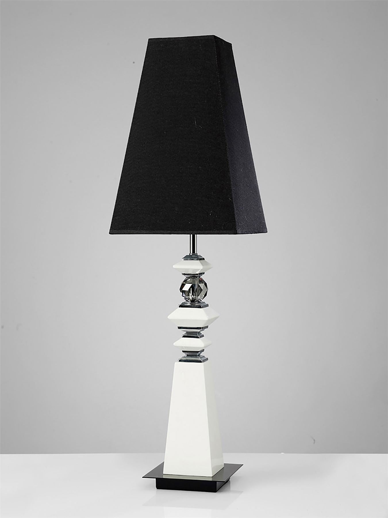 Diyas Home (DH) Galata Table Lamp 1 Light E27 with Black Shade White/Crystal