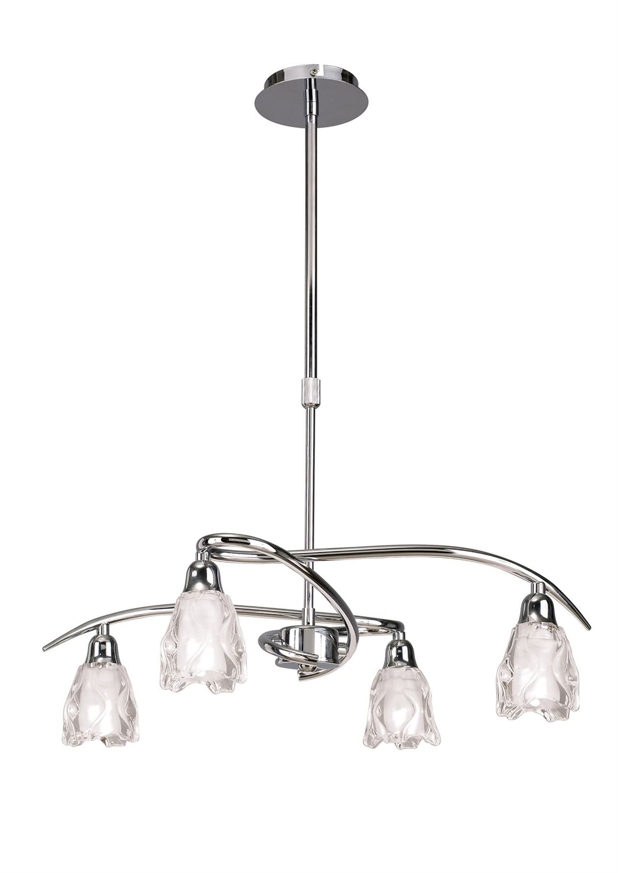 Mantra Amel 51cm Telescopic Convertible To Semi Flush 4 Light L1/SGU10, Polished Chrome, CFL Lamps INCLUDED