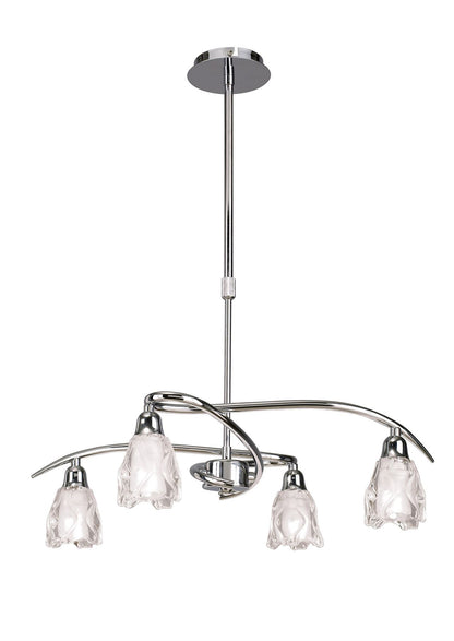 Mantra Amel 51cm Telescopic Convertible To Semi Flush 4 Light L1/SGU10, Polished Chrome, CFL Lamps INCLUDED