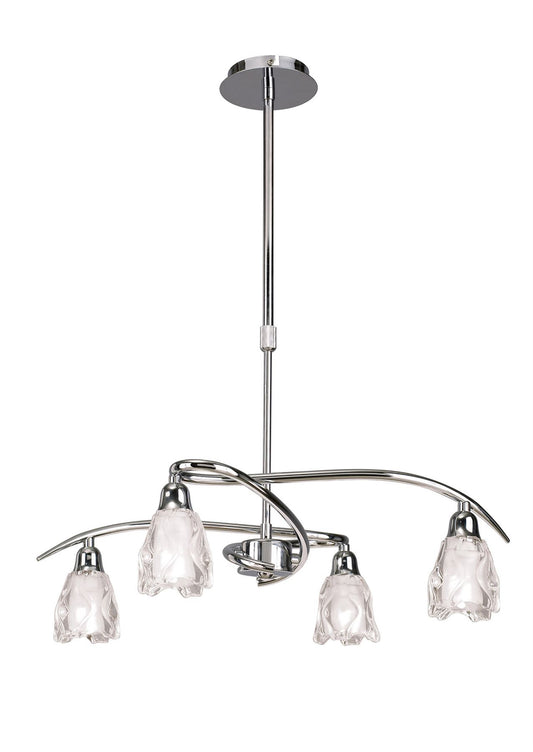 Mantra Amel 51cm Telescopic Convertible To Semi Flush 4 Light L1/SGU10, Polished Chrome, CFL Lamps INCLUDED