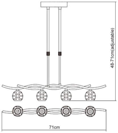 Mantra Dali Telescopic Linear Pendant Line 4 Light G9, Polished Brass