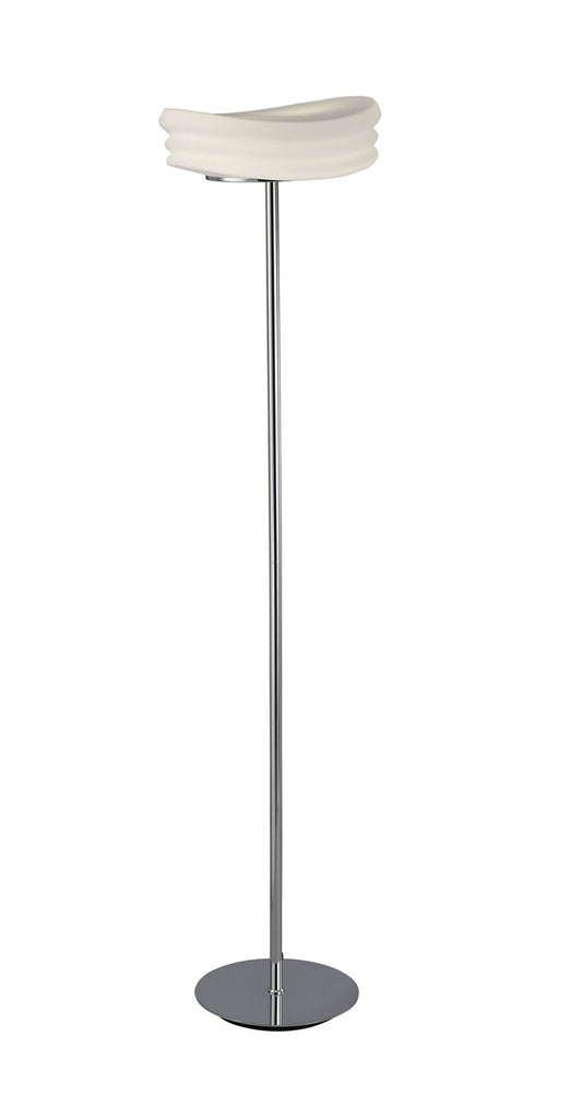 Mantra M3628 Mediterraneo Floor Lamp 2 Light E27, Polished Chrome/Frosted White Glass
