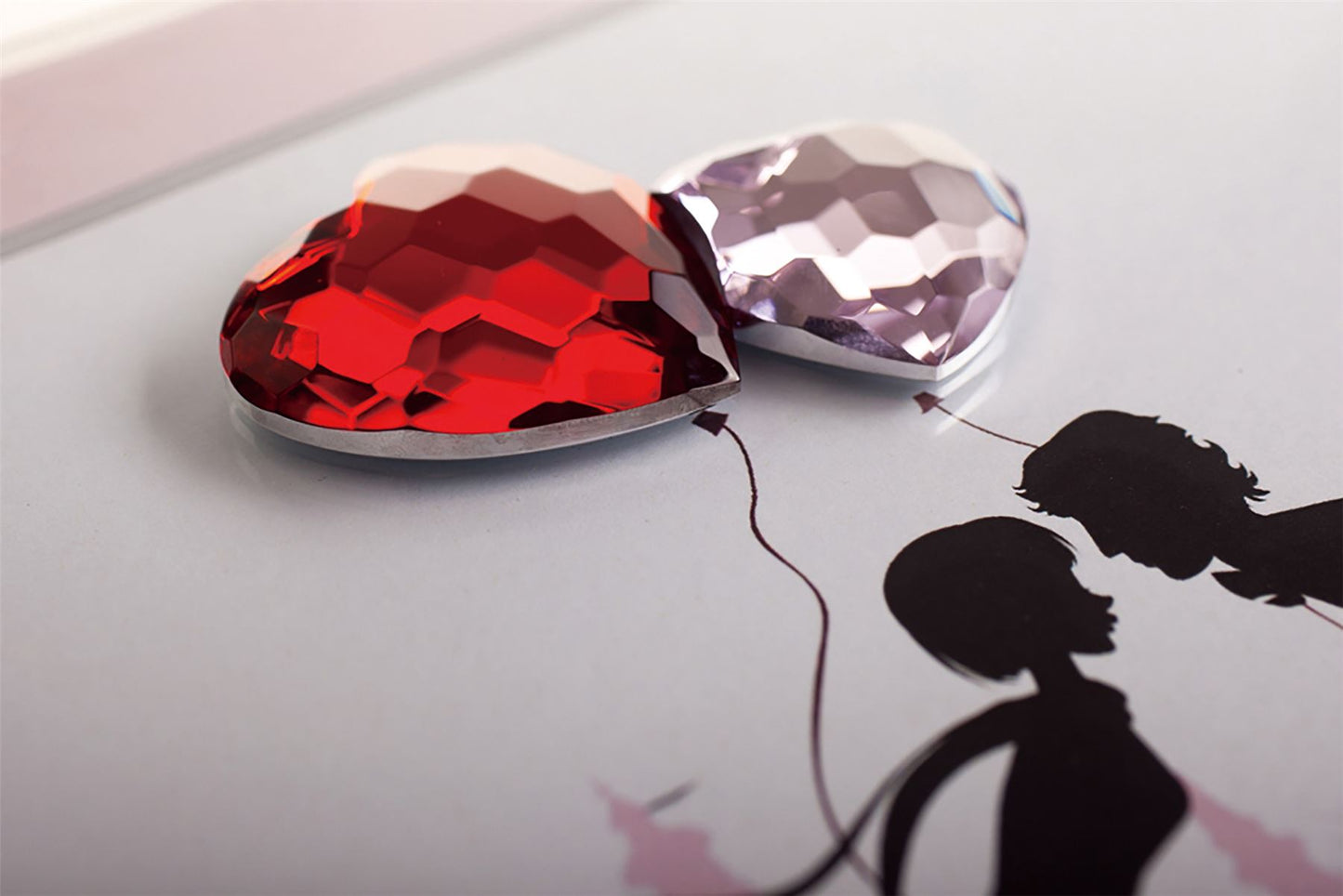Diyas Home Crystal Wall Art (DH) Emotion Couple Kissing, Black Frame Red, Pink Crystal Framed