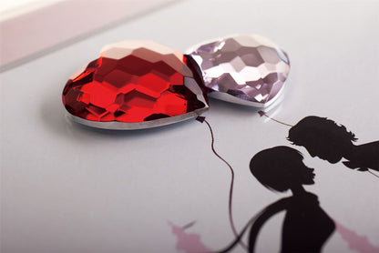 Diyas Home Crystal Wall Art (DH) Emotion Couple Kissing, Black Frame Red, Pink Crystal Framed