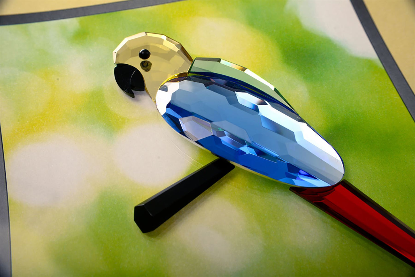 Diyas Home Crystal Wall Art (DH) Nature Parrot, Black Frame, Blue, Yellow, Black, Green, Red Crystal Framed