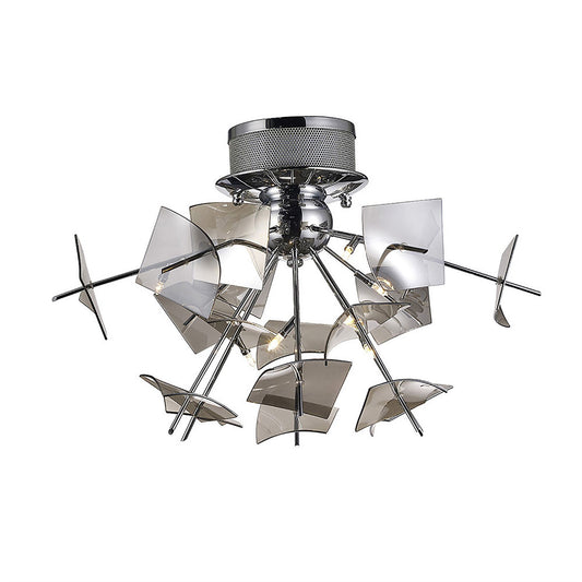 Diyas Meridan 60cm  6 Light G4 Polished Chrome/Smoke Glass, NOT LED/CFL Compatible Ceiling Light Fitting