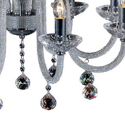 Diyas Amora 72cm  8 Light E14 Polished Chrome/Crystal Ceiling Pendant Light Fitting