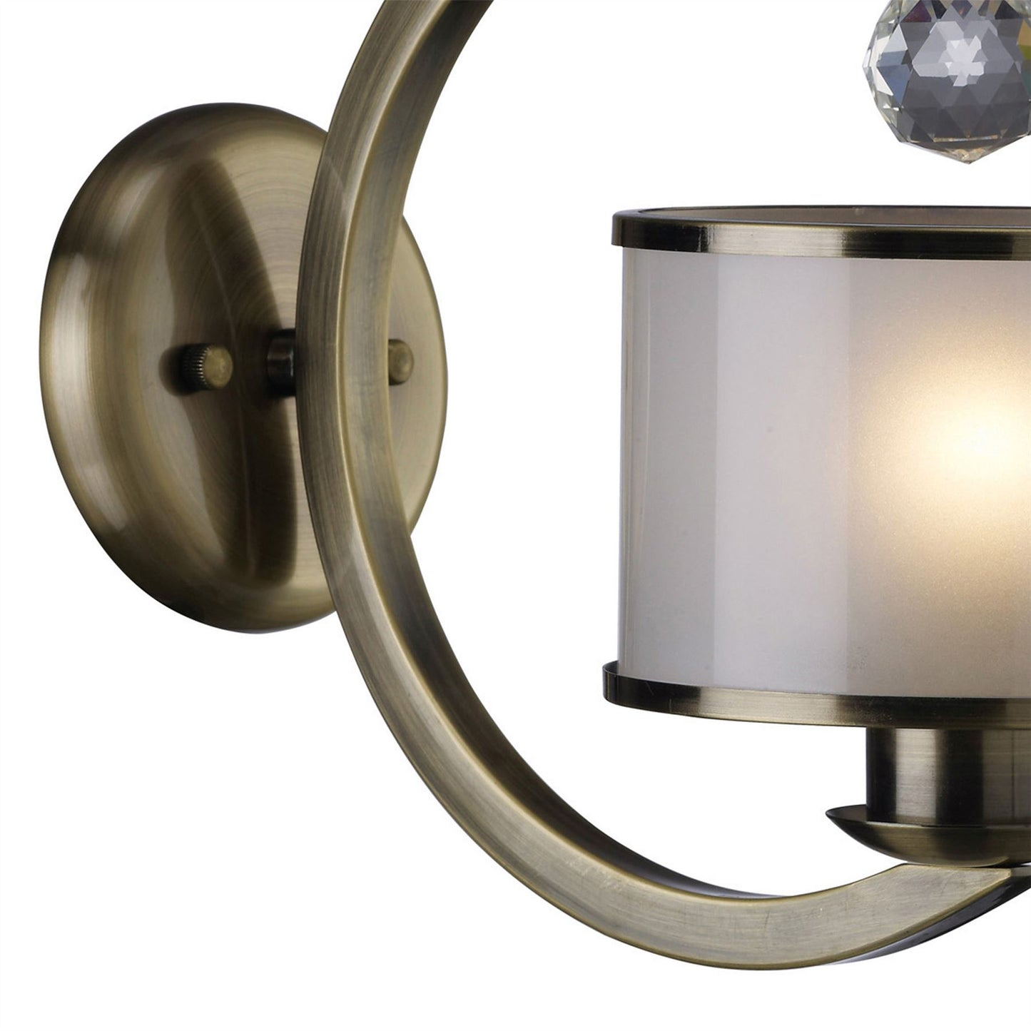 Diyas Lincoln Wall Light 1 Light E27 Antique Brass/Glass/Crystal