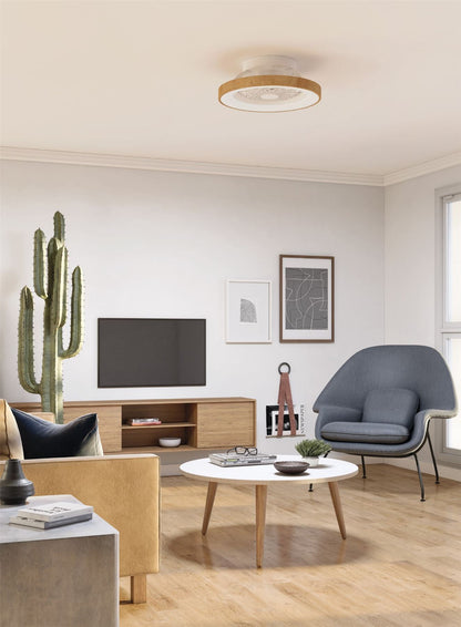 Tibet Mini 53cm 70W LED Dimmable Ceiling Light With 35W DC Reversible Fan Remote, 3900lm, Wood Effect/White, 5yrs Wrnty