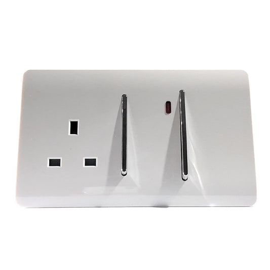 Trendi Artistic Modern 45 A Cooker Switch Inc Plug Socket & Neon Insert White
