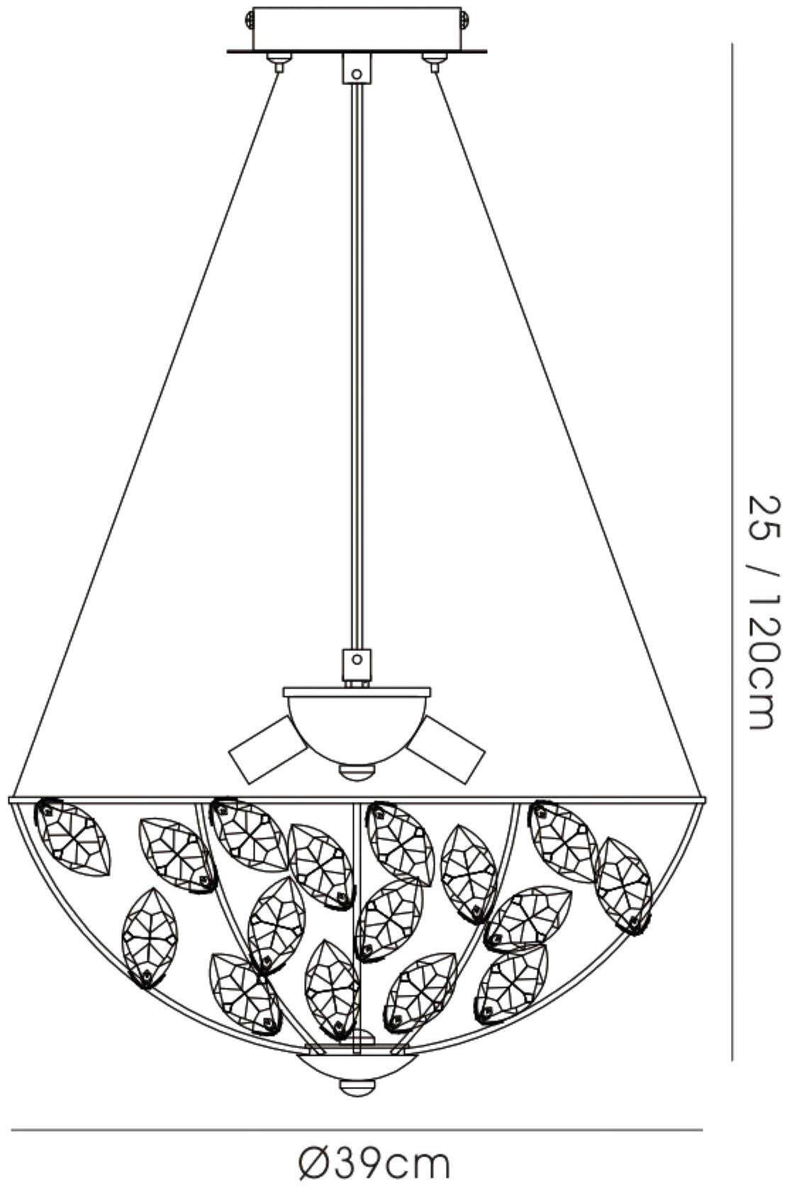 Diyas Galilea 39cm  4 Light G9 Polished Chrome/Crystal Ceiling Pendant Light Fitting