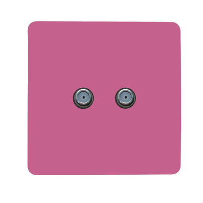 Trendi Switch 2 Gang Male F-Type Satellite Television Socket in Pink