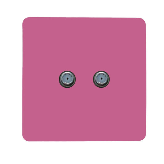 Trendi Switch 2 Gang Male F-Type Satellite Television Socket in Pink