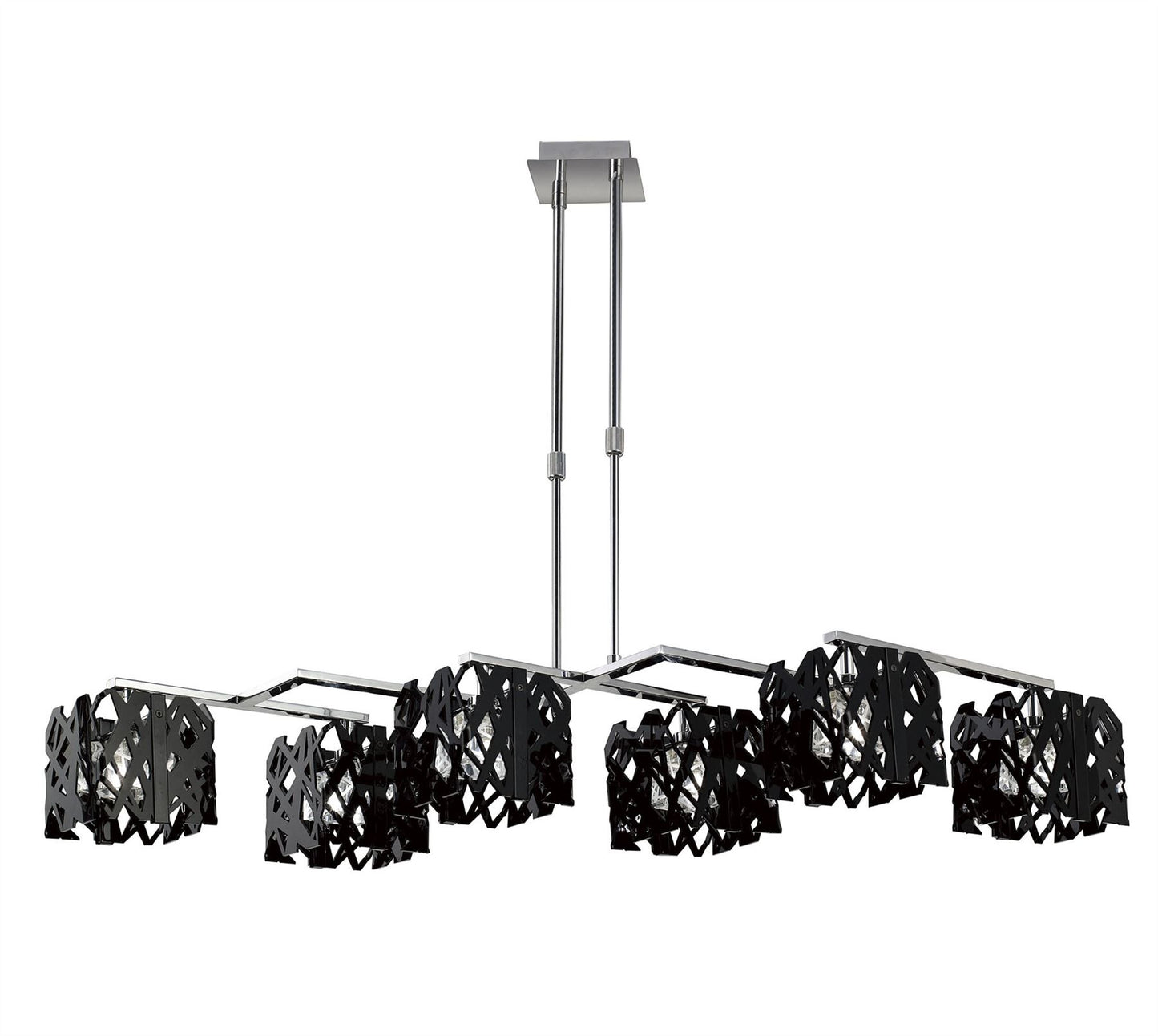 Mantra Tokio Rectangular Telescopic 6 Light G9 Line, Gloss Black/Polished Chrome